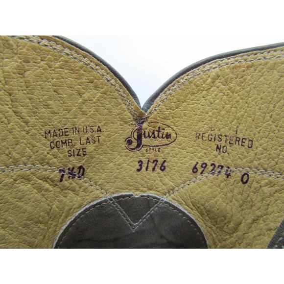 Justin Roper Mens Size 7.5 D Marble Gray Leather Cowboy Western Boots main image 11